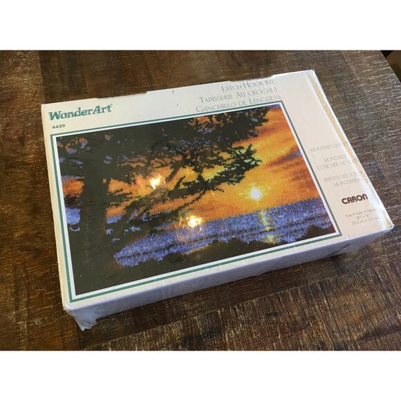 NEW SEALED Caron Wall Hanging Latch Hook Kit Monterey Sunset 30"x 50" Wonder Art - Picture 4 of 5